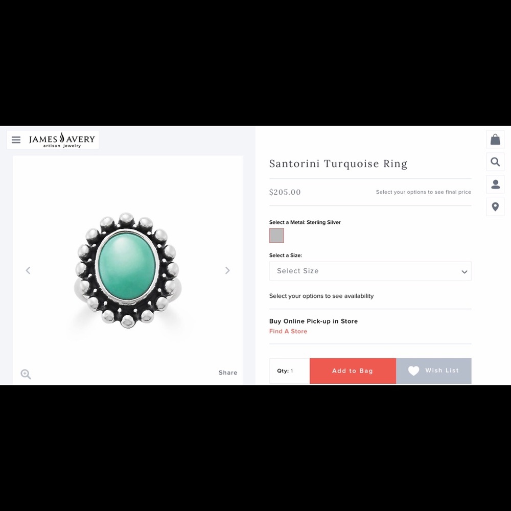 James Avery Santorini Turquoise ring